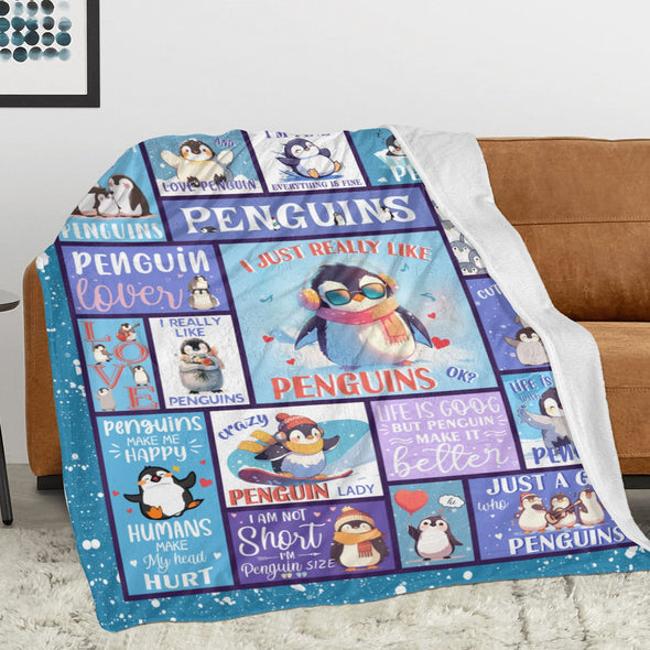 Penguin Blanket Fleece Throw Blanket Super Soft Warm Gifts for Baby Girls Boys Kids Mom Grandma Room Decor