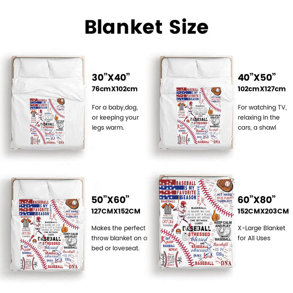 Baseball Pattern Blanket Fleece Throw Blanket Super Soft Warm Gifts for Baby Girls Boys Kids Mom Grandma Room Decor