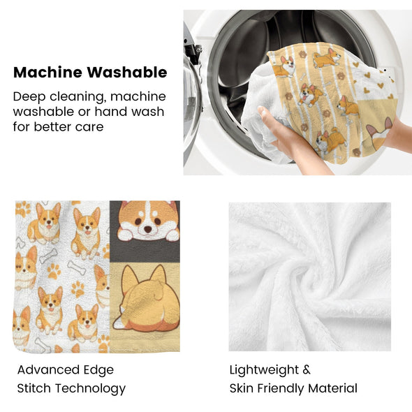 Corgi Blanket Fleece Throw Blanket Super Soft Warm Gifts for Baby Girls Boys Kids Mom Grandma Room Decor