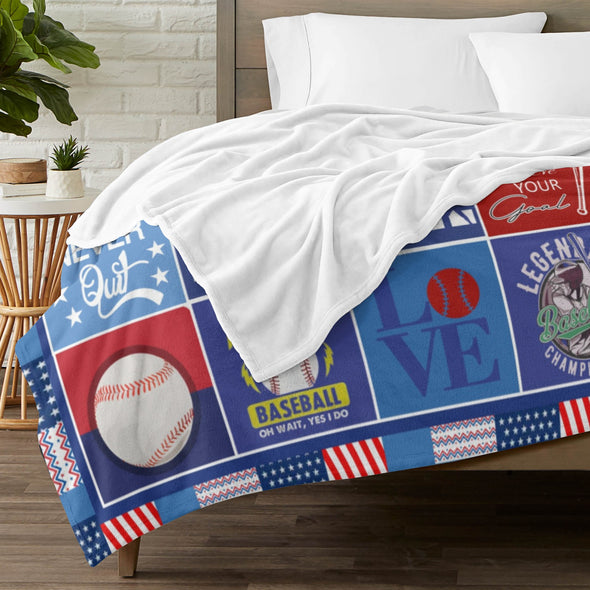 Baseball Pattern Blanket Fleece Throw Blanket Super Soft Warm Gifts for Baby Girls Boys Kids Mom Grandma Room Decor