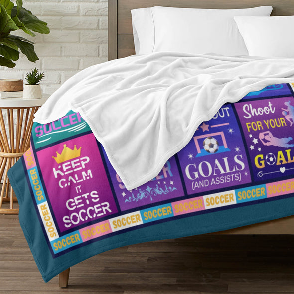 Soccer Blanket, Soccer Sports Themed Throw, Soft Nap Throw Blanket for Home Boys Girls Women Men Soccer Lovers Gifts