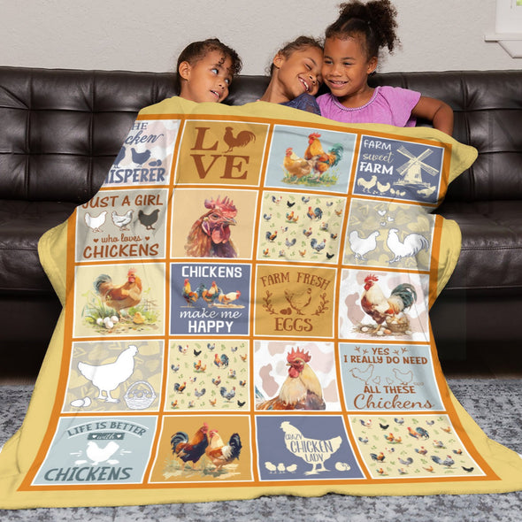 Chicken Pattern Blanket Fleece Throw Blanket Super Soft Warm Gifts for Baby Girls Boys Kids Mom Grandma Room Decor