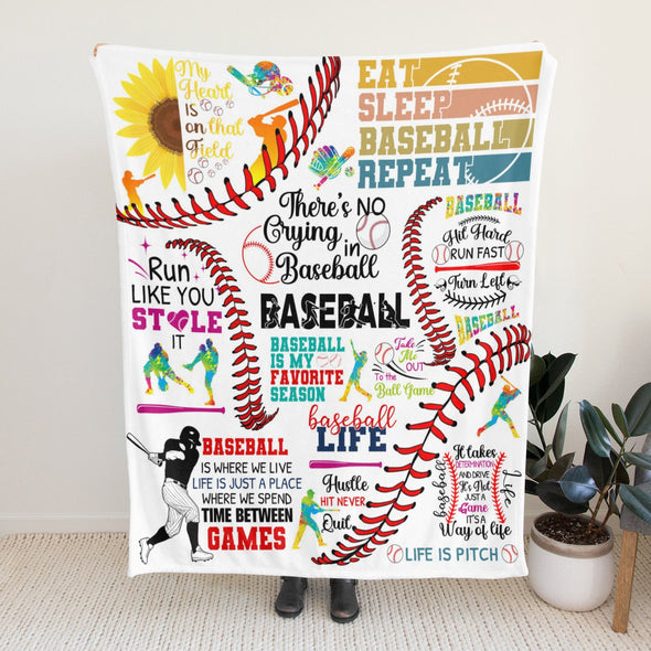 Baseball Pattern Blanket Fleece Throw Blanket Super Soft Warm Gifts for Baby Girls Boys Kids Mom Grandma Room Decor