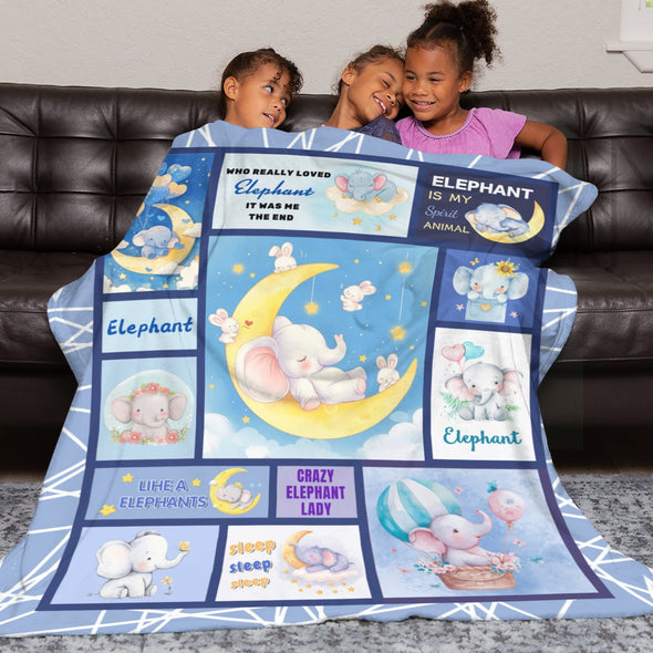 Elephant Blanket Fleece Throw Blanket Super Soft Warm Gifts for Girls Boys Kids Room Decor