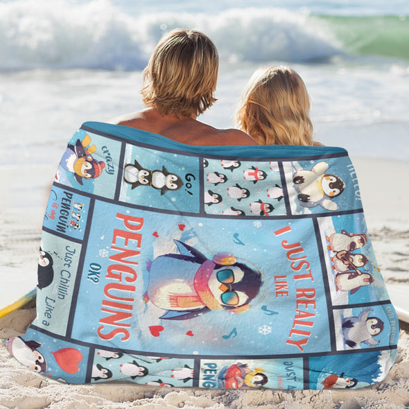 Penguin Blanket Fleece Throw Blanket Super Soft Warm Gifts for Baby Girls Boys Kids Mom Grandma Room Decor