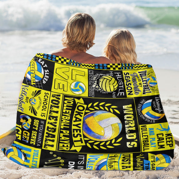 Volleyball Pattern Blanket Fleece Throw Blanket Super Soft Warm Gifts for Baby Girls Boys Kids Mom Grandma Room Decor