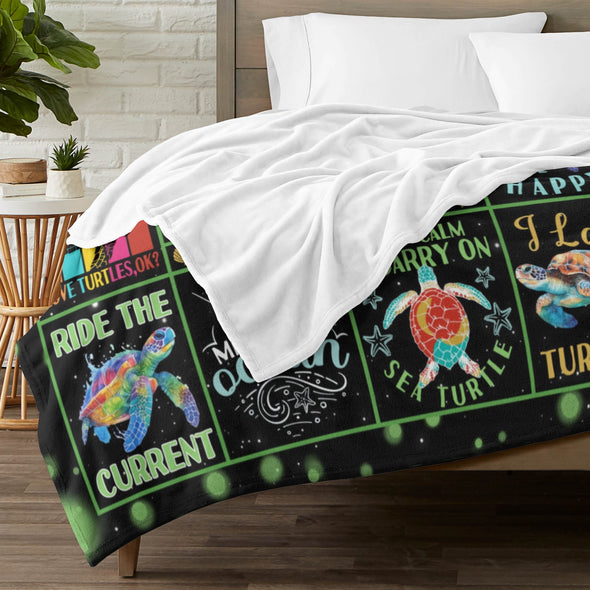 Turtle Pattern Blanket Fleece Throw Blanket Super Soft Warm Gifts for Baby Girls Boys Kids Mom Grandma Room Decor