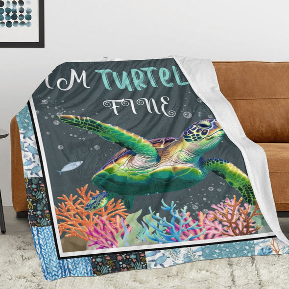 Turtle Pattern Blanket Fleece Throw Blanket Super Soft Warm Gifts for Baby Girls Boys Kids Mom Grandma Room Decor