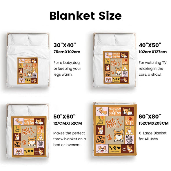 Corgi Blanket Fleece Throw Blanket Super Soft Warm Gifts for Baby Girls Boys Kids Mom Grandma Room Decor