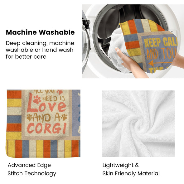 Corgi Blanket Fleece Throw Blanket Super Soft Warm Gifts for Baby Girls Boys Kids Mom Grandma Room Decor