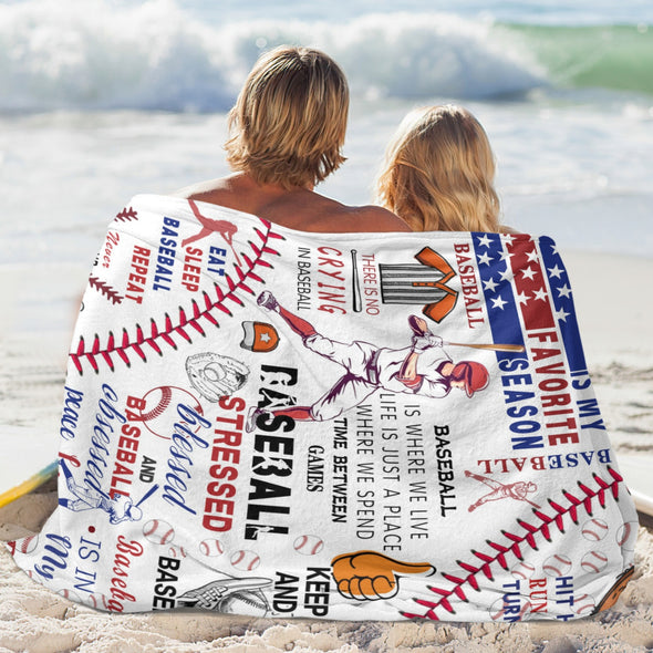 Baseball Pattern Blanket Fleece Throw Blanket Super Soft Warm Gifts for Baby Girls Boys Kids Mom Grandma Room Decor