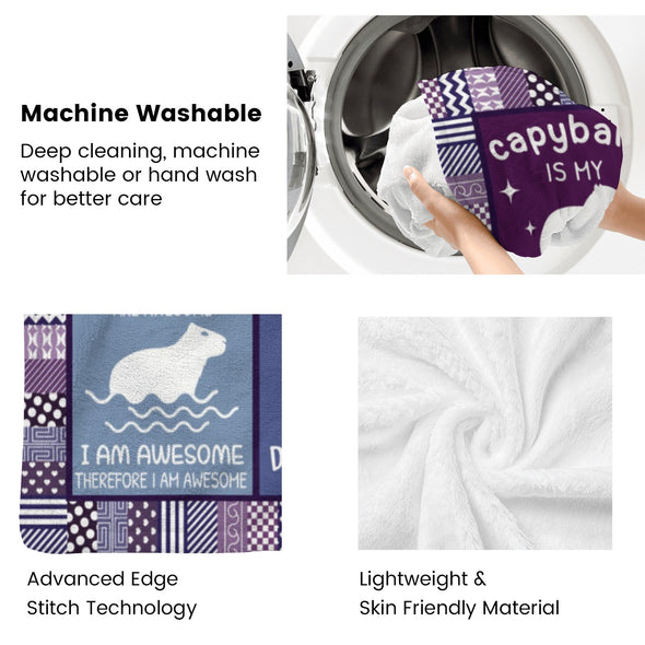 Capybara Pattern Blanket Fleece Throw Blanket Super Soft Warm Gifts for Baby Girls Boys Kids Mom Grandma Room Decor