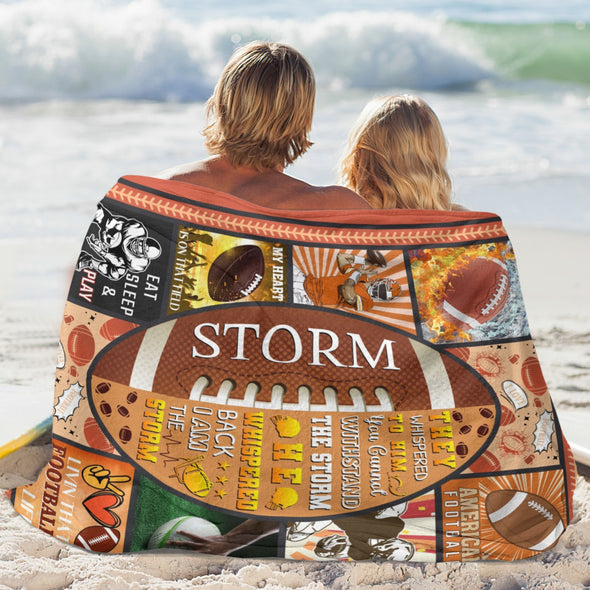 Football Pattern Blanket Fleece Throw Blanket Super Soft Warm Gifts for Baby Girls Boys Kids Mom Grandma Room Decor