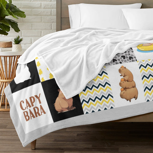 Capybara Pattern Blanket Fleece Throw Blanket Super Soft Warm Gifts for Baby Girls Boys Kids Mom Grandma Room Decor