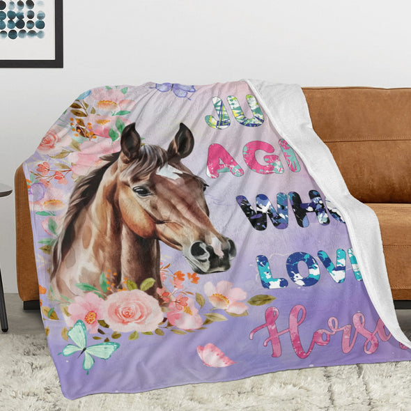 Horse Blanket Gift for Women Girl Who Loves Horses for Sofa Couch Bed Room Birthday Decor Bed Travel