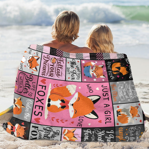 Fox Pattern Blanket Fleece Throw Blanket Super Soft Warm Gifts for Baby Girls Boys Kids Mom Grandma Room Decor
