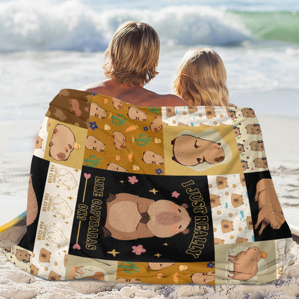 Capybara Pattern Blanket Fleece Throw Blanket Super Soft Warm Gifts for Baby Girls Boys Kids Mom Grandma Room Decor
