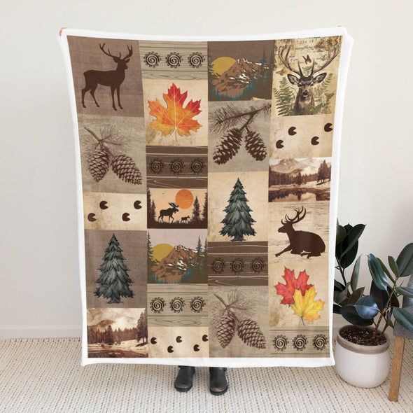 Deer Pattern Blanket Fleece Throw Blanket Super Soft Warm Gifts for Baby Girls Boys Kids Mom Grandma Room Decor