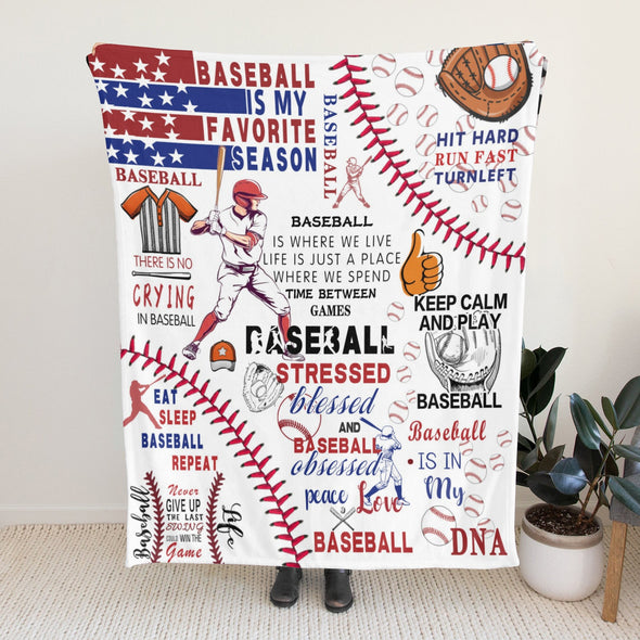 Baseball Pattern Blanket Fleece Throw Blanket Super Soft Warm Gifts for Baby Girls Boys Kids Mom Grandma Room Decor