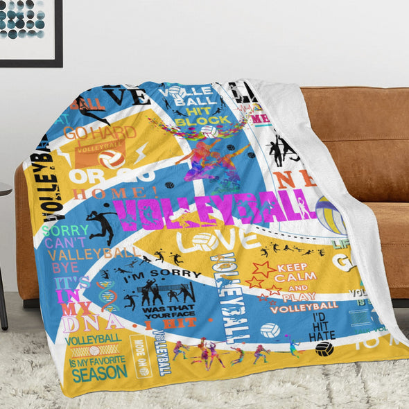 Volleyball Pattern Blanket Fleece Throw Blanket Super Soft Warm Gifts for Baby Girls Boys Kids Mom Grandma Room Decor
