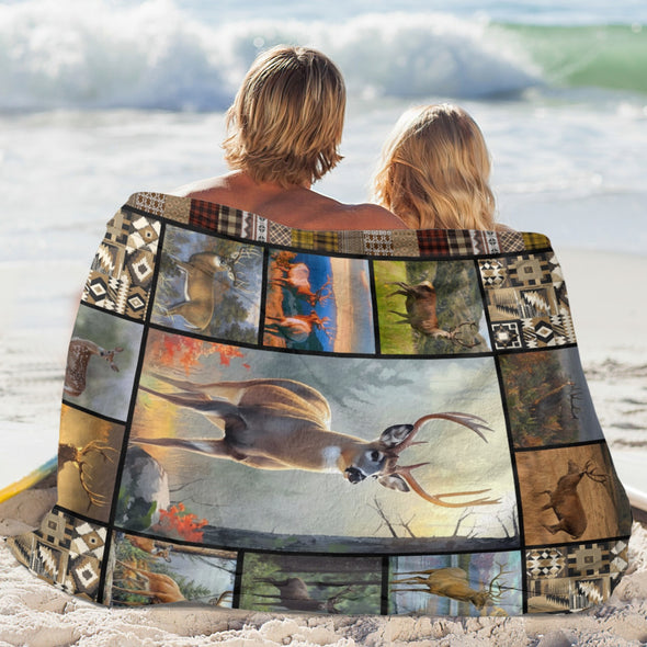 Deer Pattern Blanket Fleece Throw Blanket Super Soft Warm Gifts for Baby Girls Boys Kids Mom Grandma Room Decor