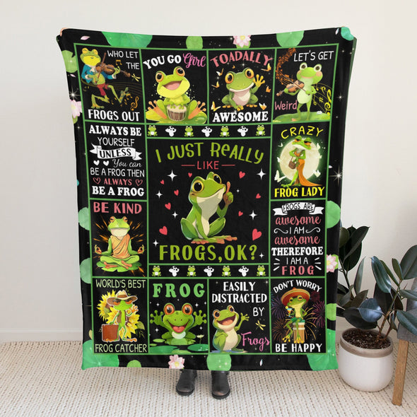 Frog Pattern Blanket Fleece Throw Blanket Super Soft Warm Gifts for Baby Girls Boys Kids Mom Grandma Room Decor