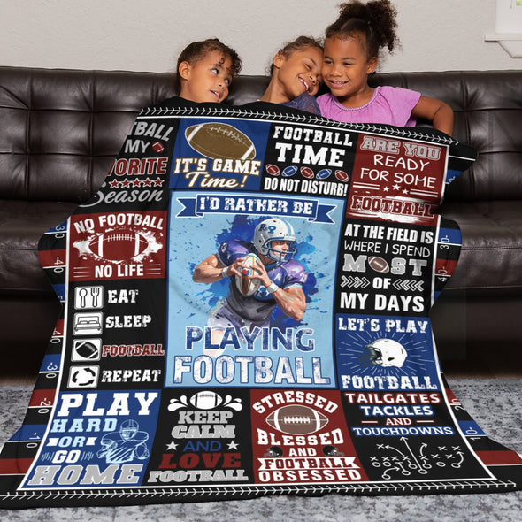 Football Pattern Blanket Fleece Throw Blanket Super Soft Warm Gifts for Baby Girls Boys Kids Mom Grandma Room Decor