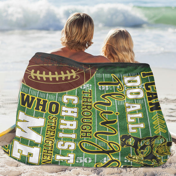 Football Pattern Blanket Fleece Throw Blanket Super Soft Warm Gifts for Baby Girls Boys Kids Mom Grandma Room Decor