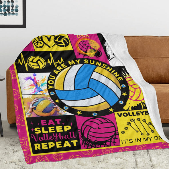 Volleyball Pattern Blanket Fleece Throw Blanket Super Soft Warm Gifts for Baby Girls Boys Kids Mom Grandma Room Decor