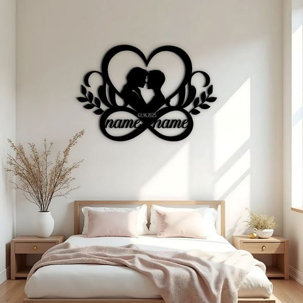 Personalized Wedding Gifts for the Couple Custom Metal Infinity Wall Art Sign Decor with Name and Date Anniversary Valentines Day Gifts