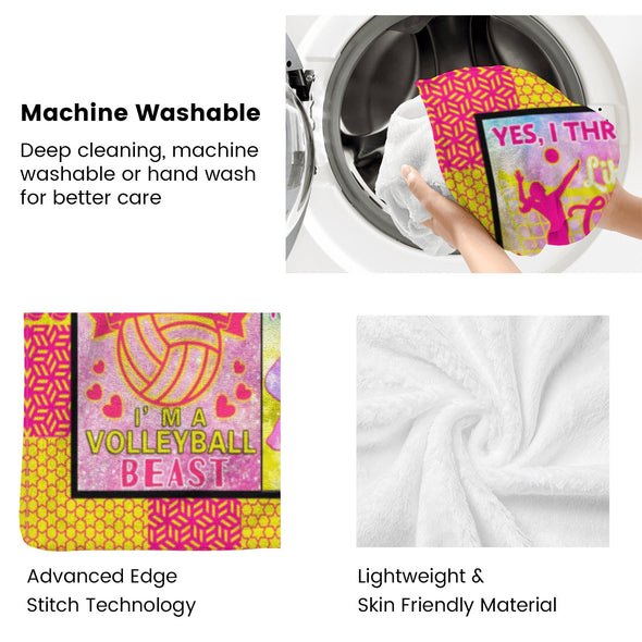 Volleyball Pattern Blanket Fleece Throw Blanket Super Soft Warm Gifts for Baby Girls Boys Kids Mom Grandma Room Decor