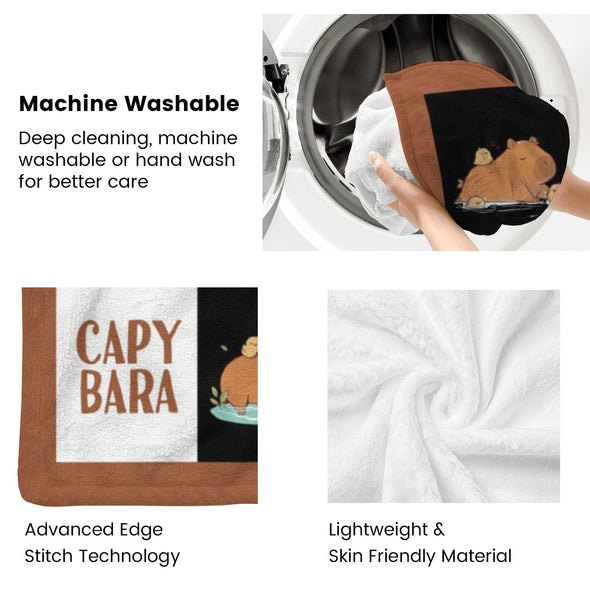 Capybara Pattern Blanket Fleece Throw Blanket Super Soft Warm Gifts for Baby Girls Boys Kids Mom Grandma Room Decor