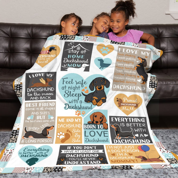 Dachshund Pattern Blanket Fleece Throw Blanket Super Soft Warm Gifts for Baby Girls Boys Kids Mom Grandma Room Decor