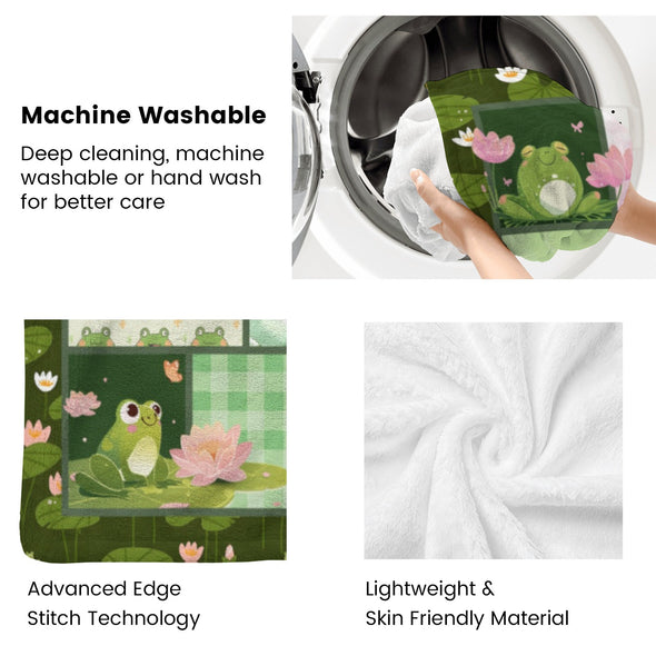 Frog Pattern Blanket Fleece Throw Blanket Super Soft Warm Gifts for Baby Girls Boys Kids Mom Grandma Room Decor