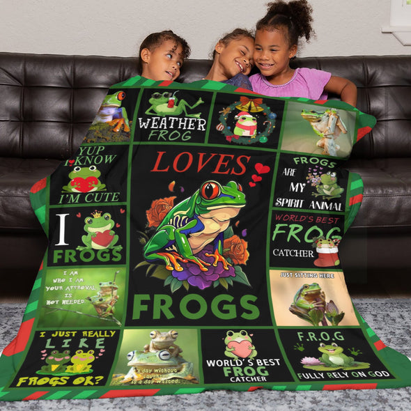 Frog Pattern Blanket Fleece Throw Blanket Super Soft Warm Gifts for Baby Girls Boys Kids Mom Grandma Room Decor