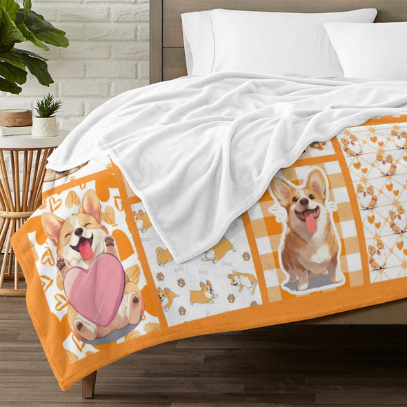 Corgi Blanket Fleece Throw Blanket Super Soft Warm Gifts for Baby Girls Boys Kids Mom Grandma Room Decor