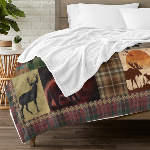 Deer Pattern Blanket Fleece Throw Blanket Super Soft Warm Gifts for Baby Girls Boys Kids Mom Grandma Room Decor