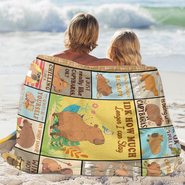 Capybara Pattern Blanket Fleece Throw Blanket Super Soft Warm Gifts for Baby Girls Boys Kids Mom Grandma Room Decor