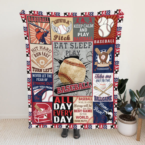 Baseball Pattern Blanket Fleece Throw Blanket Super Soft Warm Gifts for Baby Girls Boys Kids Mom Grandma Room Decor