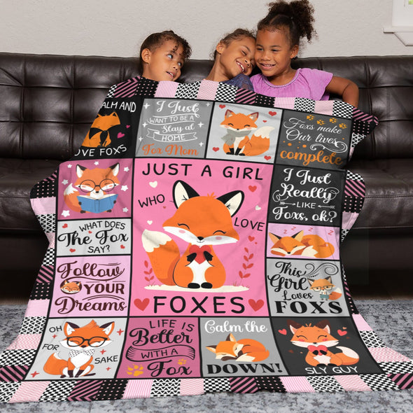Fox Pattern Blanket Fleece Throw Blanket Super Soft Warm Gifts for Baby Girls Boys Kids Mom Grandma Room Decor
