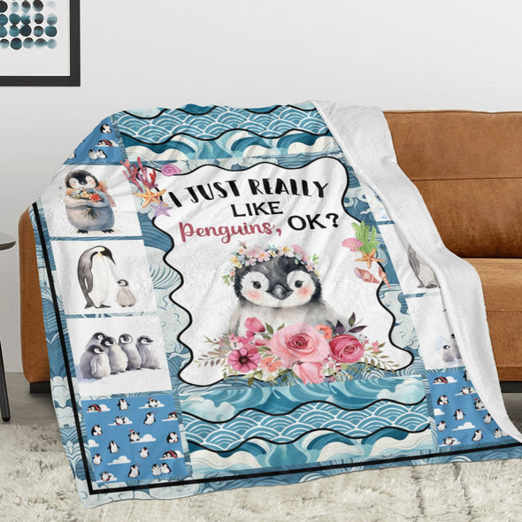 Penguin Blanket Fleece Throw Blanket Super Soft Warm Gifts for Baby Girls Boys Kids Mom Grandma Room Decor