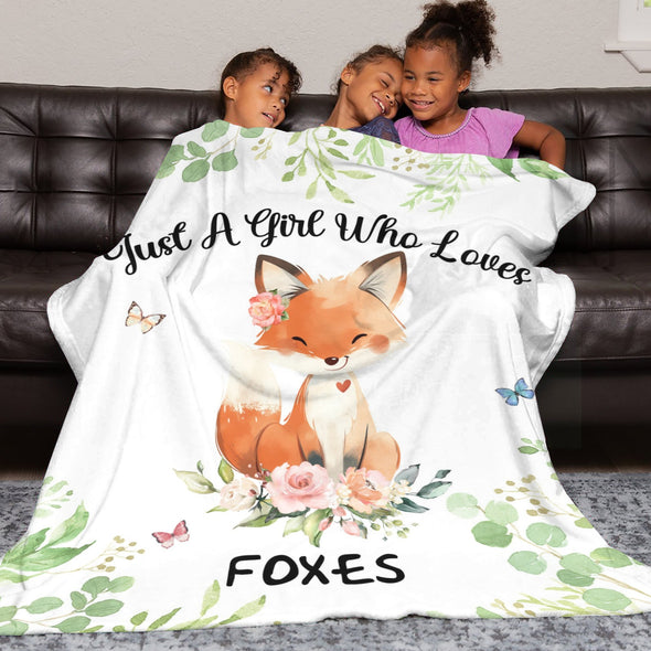Fox Pattern Blanket Fleece Throw Blanket Super Soft Warm Gifts for Baby Girls Boys Kids Mom Grandma Room Decor