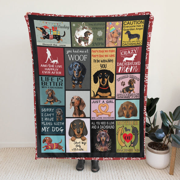 Dachshund Pattern Blanket Fleece Throw Blanket Super Soft Warm Gifts for Baby Girls Boys Kids Mom Grandma Room Decor