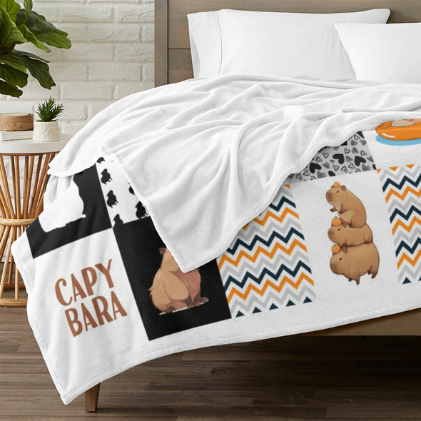 Capybara Pattern Blanket Fleece Throw Blanket Super Soft Warm Gifts for Baby Girls Boys Kids Mom Grandma Room Decor