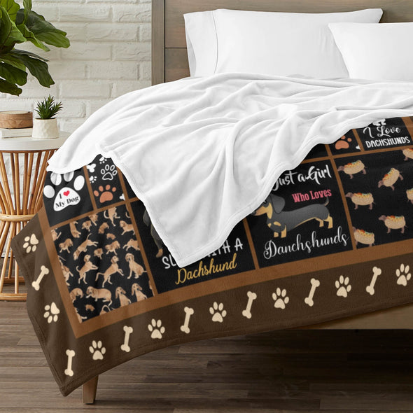 Dachshund Pattern Blanket Fleece Throw Blanket Super Soft Warm Gifts for Baby Girls Boys Kids Mom Grandma Room Decor