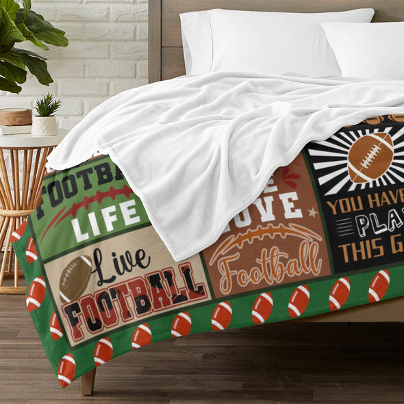 Football Pattern Blanket Fleece Throw Blanket Super Soft Warm Gifts for Baby Girls Boys Kids Mom Grandma Room Decor
