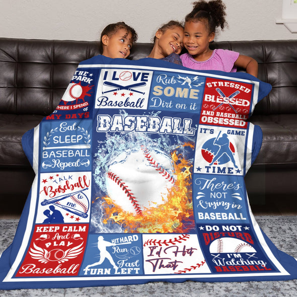 Baseball Pattern Blanket Fleece Throw Blanket Super Soft Warm Gifts for Baby Girls Boys Kids Mom Grandma Room Decor