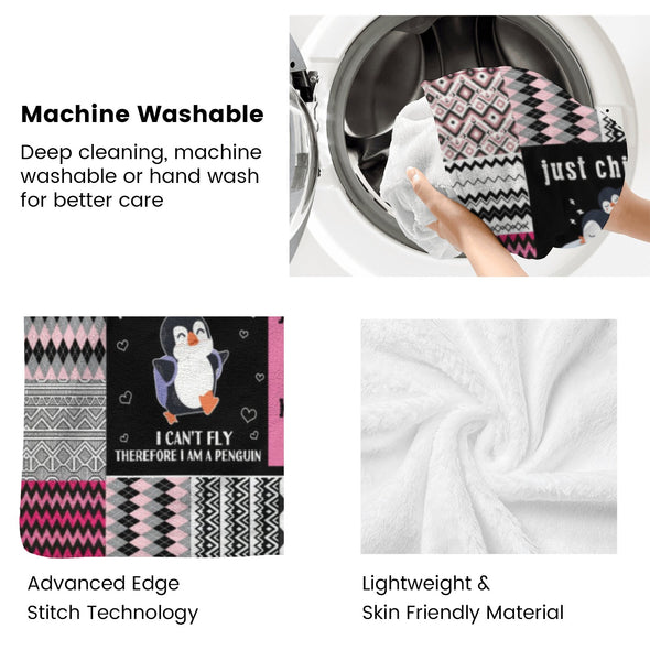 Penguin Blanket Fleece Throw Blanket Super Soft Warm Gifts for Baby Girls Boys Kids Mom Grandma Room Decor