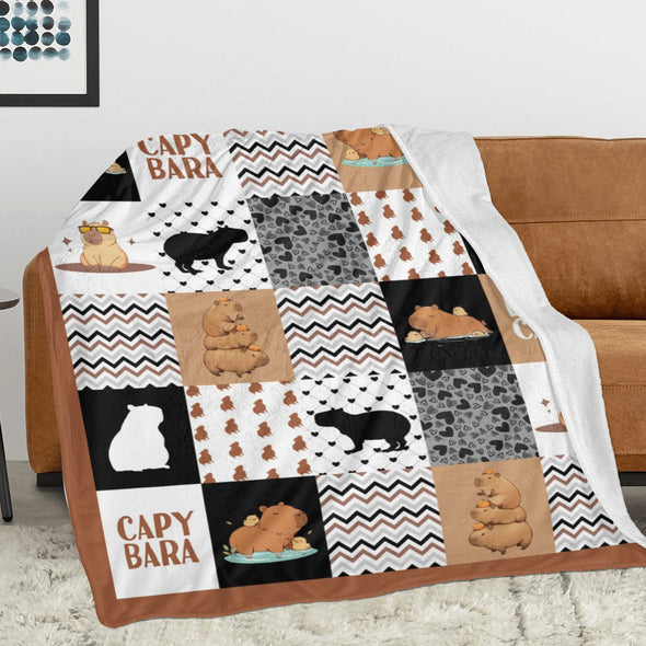 Capybara Pattern Blanket Fleece Throw Blanket Super Soft Warm Gifts for Baby Girls Boys Kids Mom Grandma Room Decor