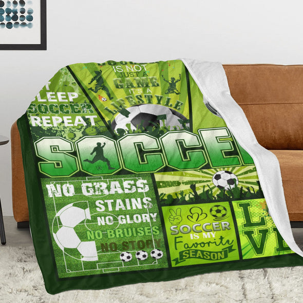 Soccer Blanket, Soccer Sports Themed Throw, Soft Nap Throw Blanket for Home Boys Girls Women Men Soccer Lovers Gifts